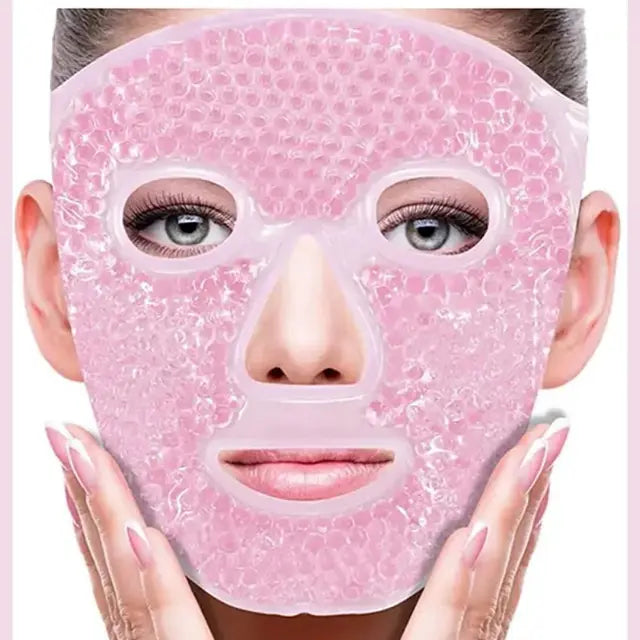 Reusable Full Face Ice Compress Mask – Cooling Gel Bead Face Mask