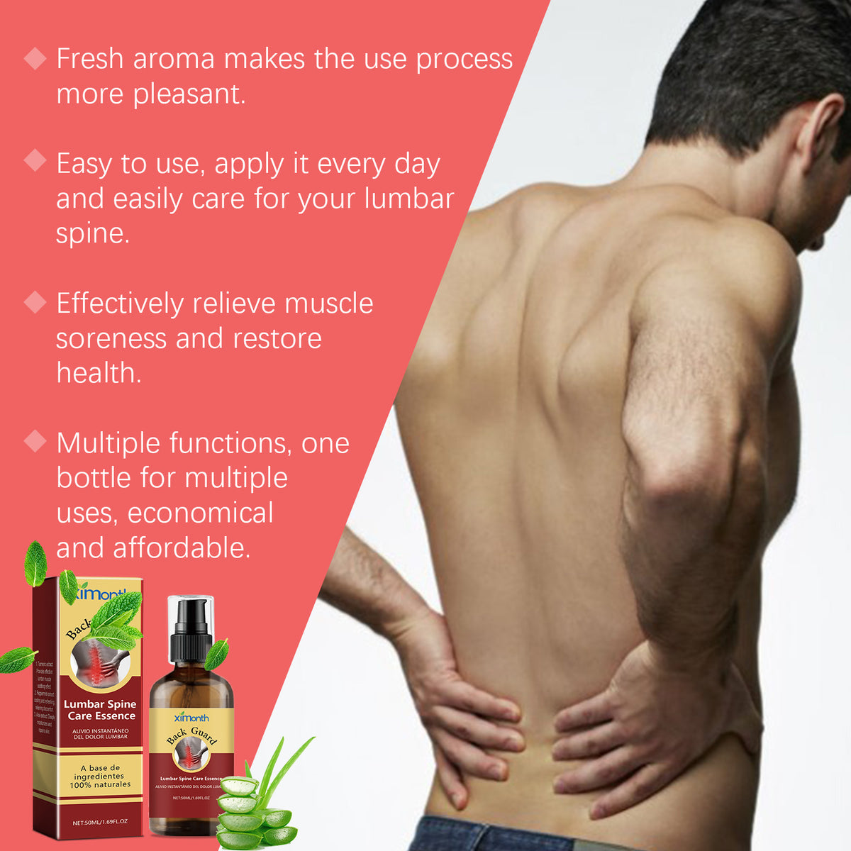 Ximonth Lumbar Body Serum – Turmeric, Peppermint & Aloe Soothing Blend