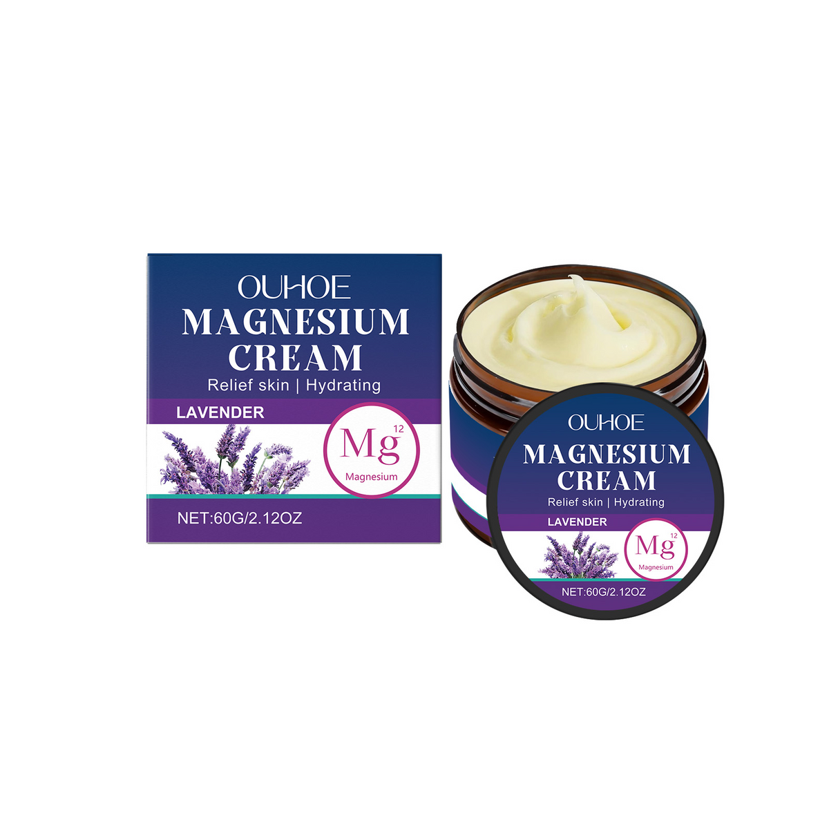 OUHOE Magnesium Body Cream – Lavender & Coconut Oil Soothing Formula