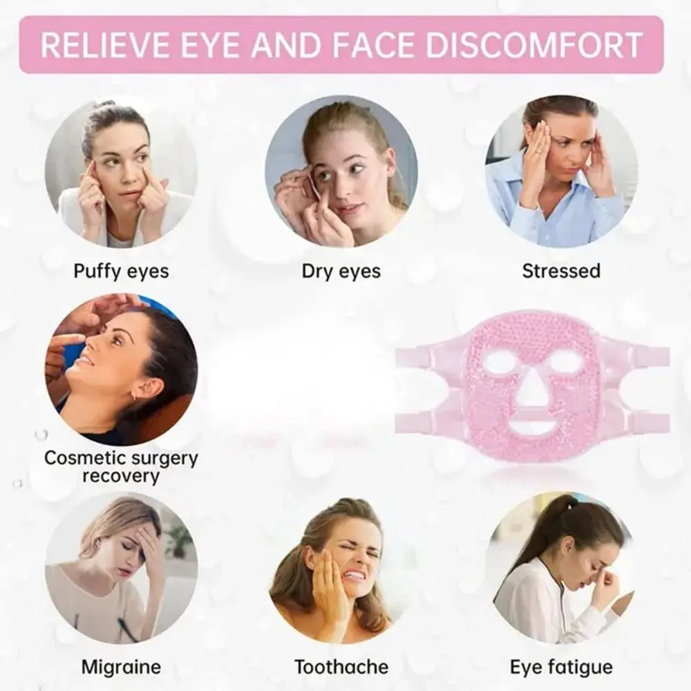 Reusable Full Face Ice Compress Mask – Cooling Gel Bead Face Mask