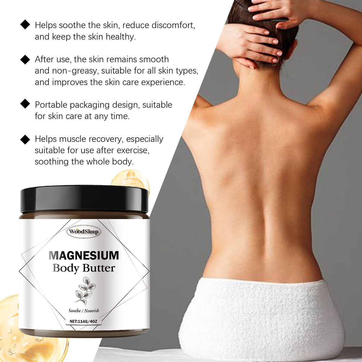 WoodSleep Magnesium Body Moisturizer – Shea Butter & Glycerin Formula