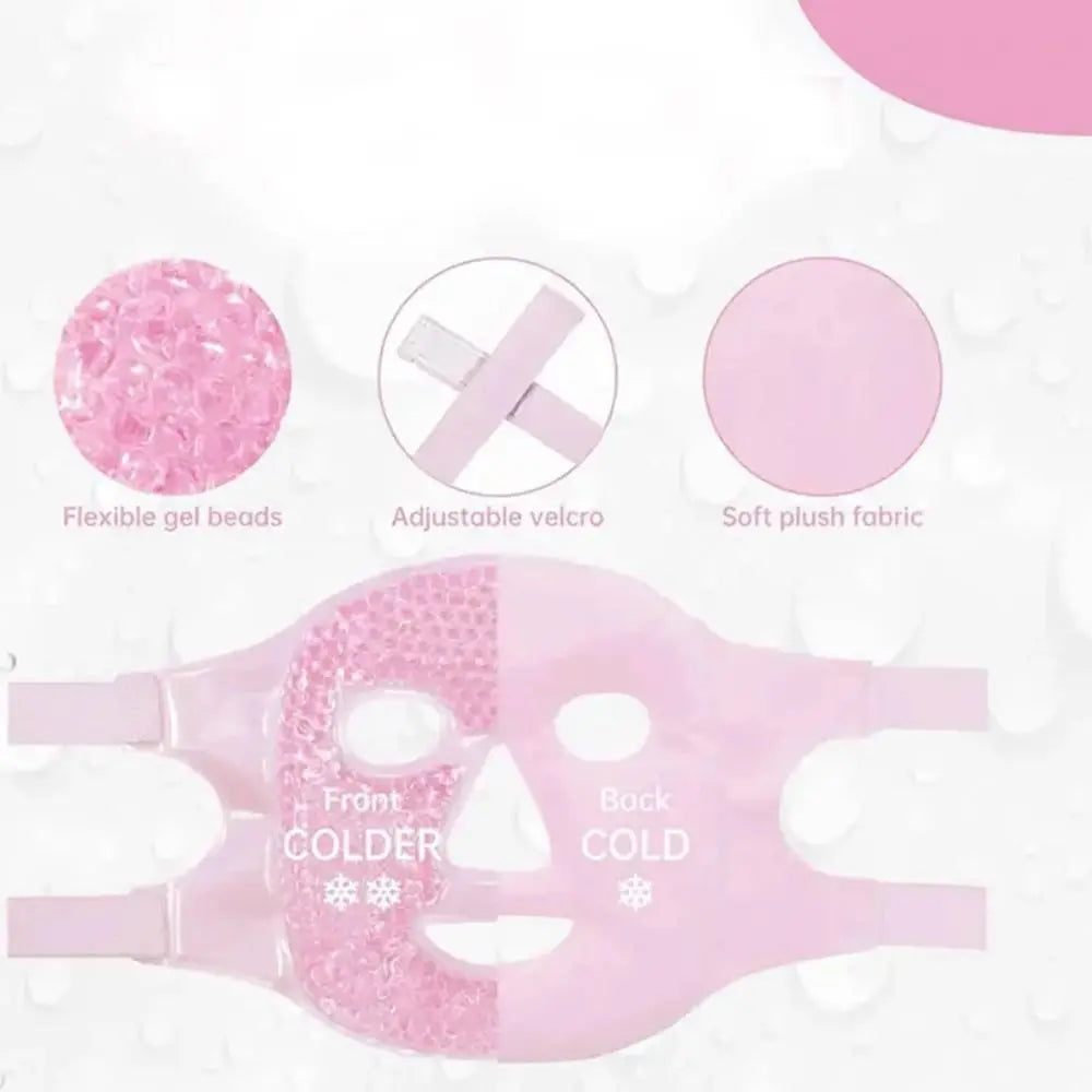 Reusable Full Face Ice Compress Mask – Cooling Gel Bead Face Mask